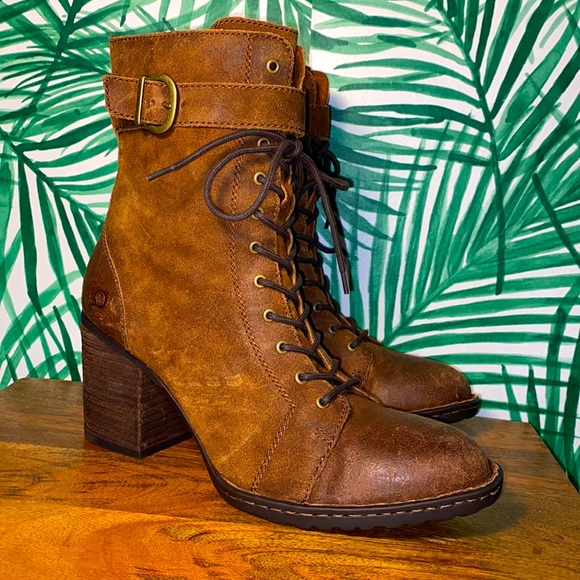 Born Shoes - Born Cass F34826 Brown Suede Heel Riding Boots Women’s 11